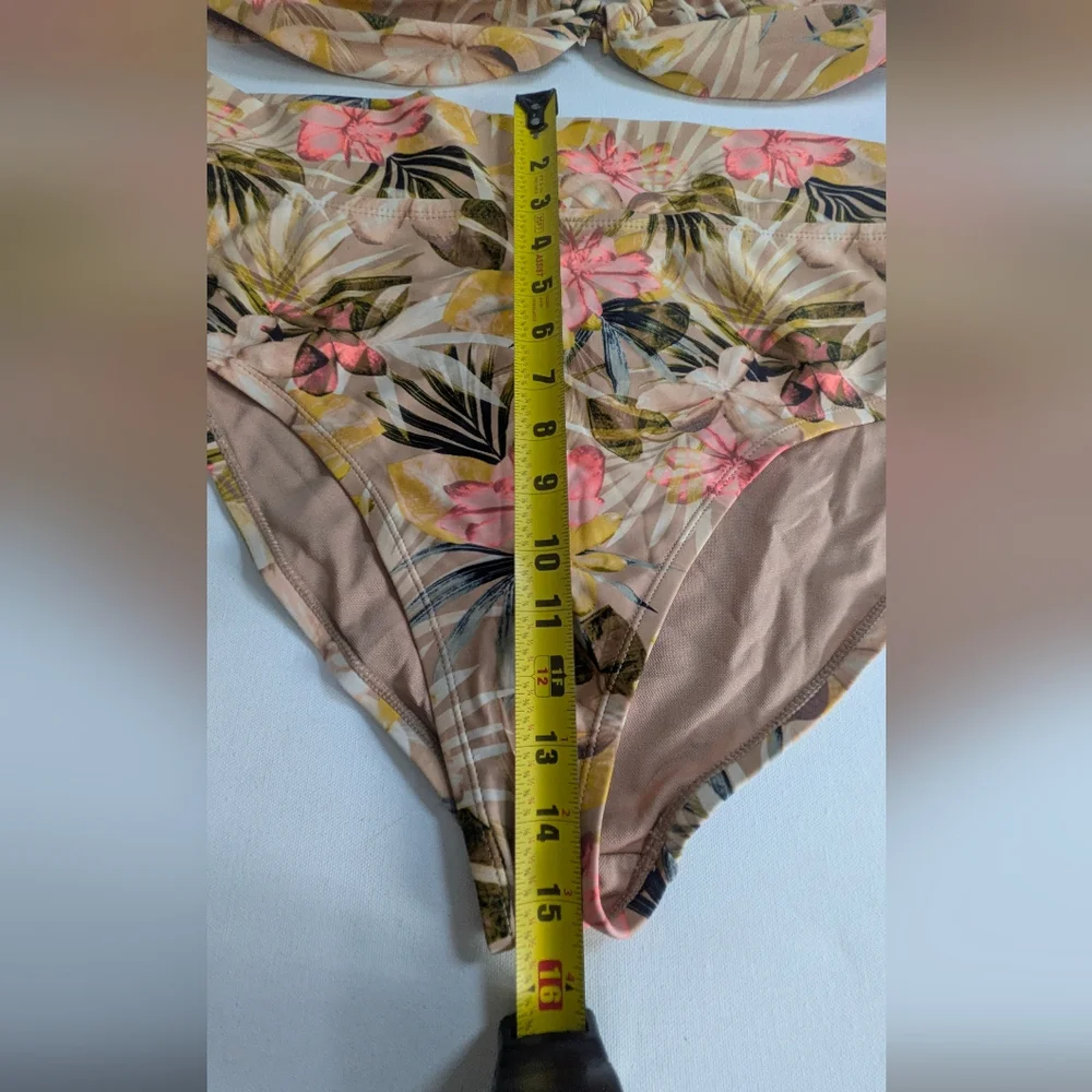 TIME AND TRU Women's 2-PC Floral Bikini Set Top And High Waist Bottom Sz XL - Picture 8 of 13